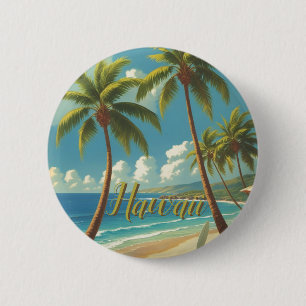 Hawaiianischer Reisestil Aloha aus Hawaii im Vinta Button