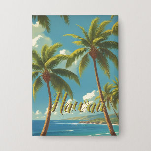 Hawaiianischer Reisestil Aloha aus Hawaii im Vinta Button
