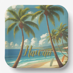 Hawaiianischer Reisestil Aloha aus Hawaii im Vinta Pappteller