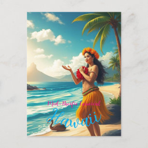 Hawaiianischer Reisestil Honolulu Hula Mädchen im Feiertagspostkarte