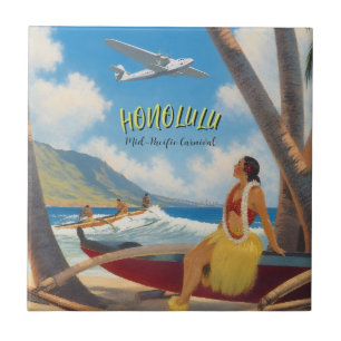 Hawaiianischer Reisestil Honolulu Hula Mädchen im  Fliese