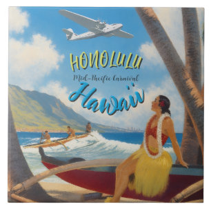 Hawaiianischer Reisestil Honolulu Hula Mädchen im Fliese