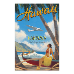 Hawaiianischer Reisestil Honolulu Hula Mädchen im Fotodruck