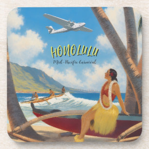Hawaiianischer Reisestil Honolulu Hula Mädchen im Getränkeuntersetzer