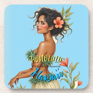 Hawaiianischer Reisestil Honolulu Hula Mädchen im  Getränkeuntersetzer