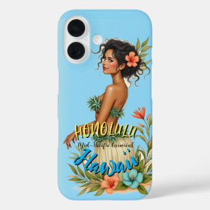 Hawaiianischer Reisestil Honolulu Hula Mädchen im iPhone 16 Hülle