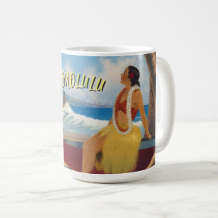 Hawaiianischer Reisestil Honolulu Hula Mädchen im  Kaffeetasse
