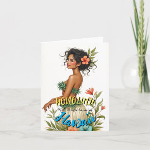 Hawaiianischer Reisestil Honolulu Hula Mädchen im Karte
