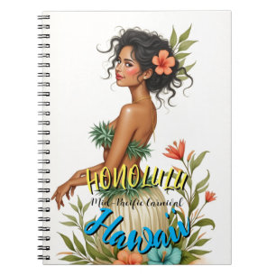 Hawaiianischer Reisestil Honolulu Hula Mädchen im Notizblock