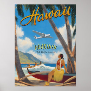 Hawaiianischer Reisestil Honolulu Hula Mädchen im Poster