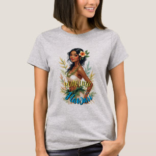 Hawaiianischer Reisestil Honolulu Hula Mädchen im T-Shirt