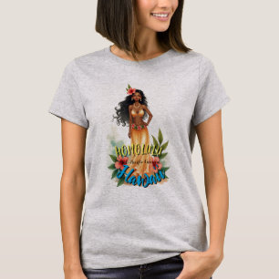 Hawaiianischer Reisestil Honolulu Hula Mädchen im T-Shirt