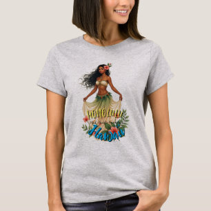 Hawaiianischer Reisestil Honolulu Hula Mädchen im T-Shirt