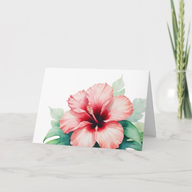 Hawaiianischer Roter Hibiskus mit Monstera Hawaii- (Vorderseite)
