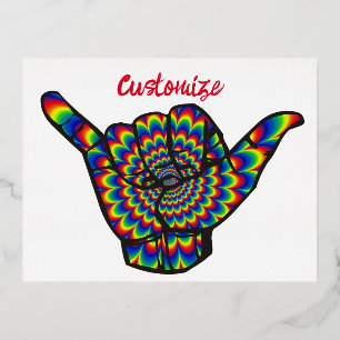 Hawaiianischer Shaka-Psychedelic-Thunder_Cove Folien Feiertagspostkarte