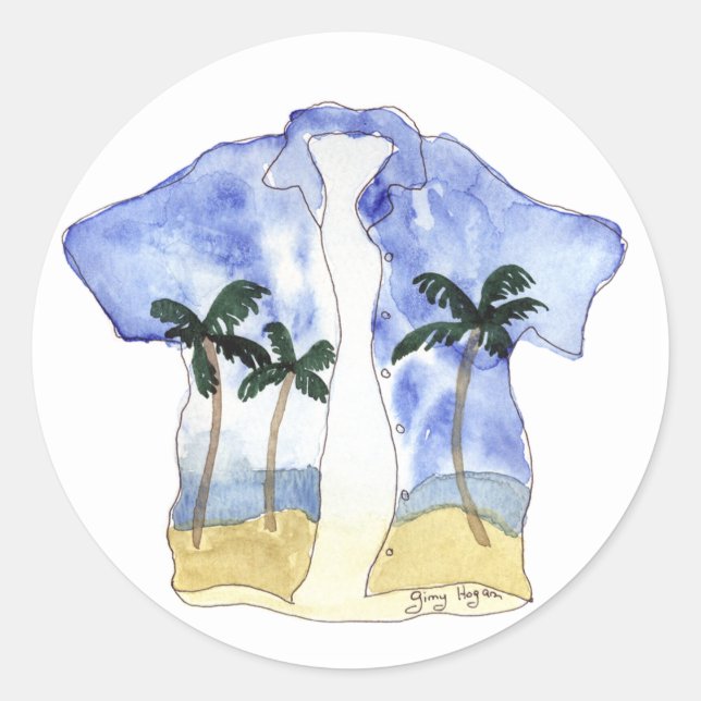 Hawaiianischer Shirt Runder Aufkleber (Vorderseite)