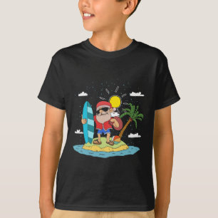 Hawaiianischer Sommer Cooler Weihnachtsmann Surft T-Shirt