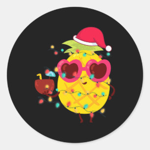 Hawaiianischer Sommer Tropicales Weihnachten Anana Runder Aufkleber