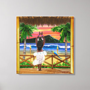 HAWAIIANISCHER SONNENUNTERGANG HULA LEINWANDDRUCK