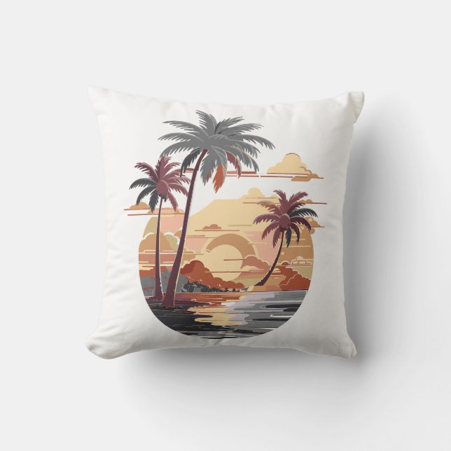 Hawaiianischer Sonnenuntergang mit Palmen. Kissen (Vorderseite)