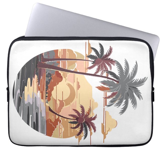 Hawaiianischer Sonnenuntergang mit Palmen. Laptopschutzhülle (Vorderseite)
