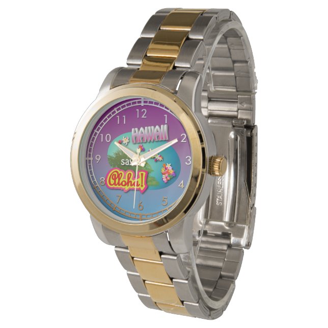 hawaiianischer Stil Armbanduhr (Schrägansicht)