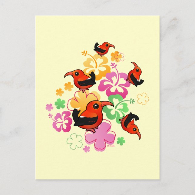 Hawaiianischer Stil 'I'iwi Postkarte (Vorderseite)