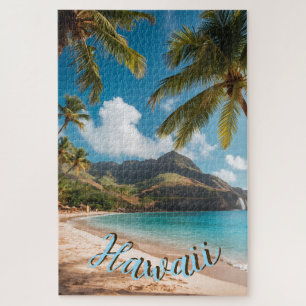 Hawaiianischer Stil Vintage Blaue Meerespalmen Him