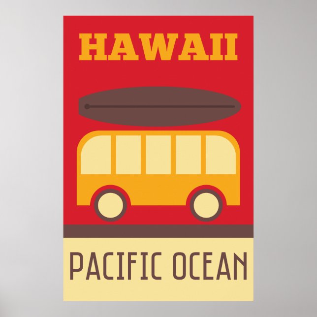 Hawaiianischer Surfbus Poster (Vorne)