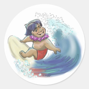 hawaiianischer Surfer Runder Aufkleber