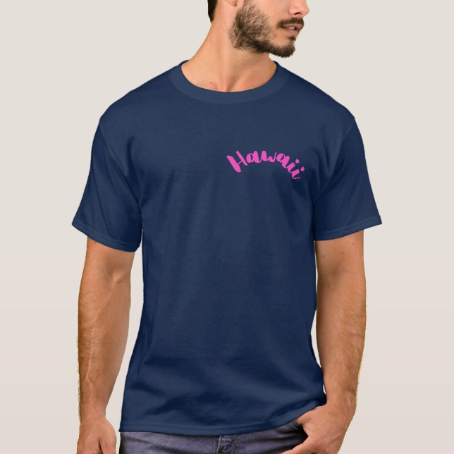 Hawaiianischer T - Shirt aus dunklem Baumwollstoff (Vorderseite)
