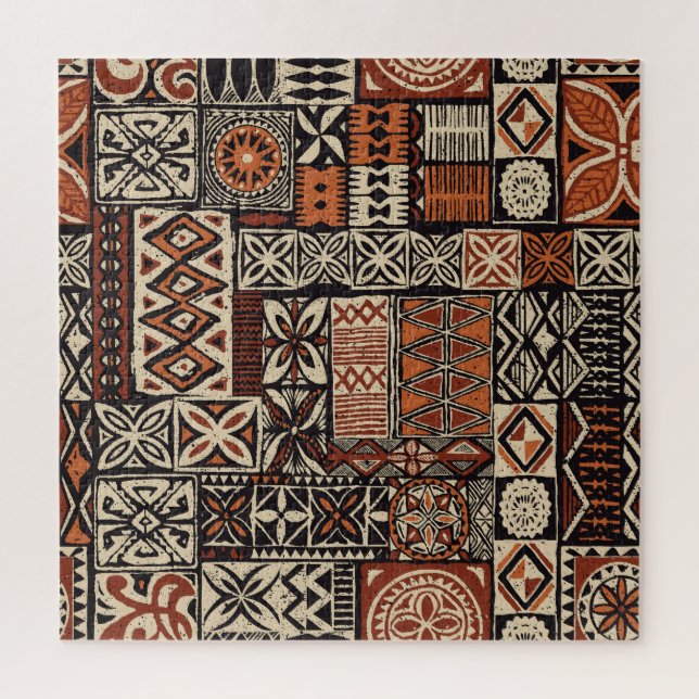 Hawaiianischer Tapa: Tribal Patchwork (Vertikal)