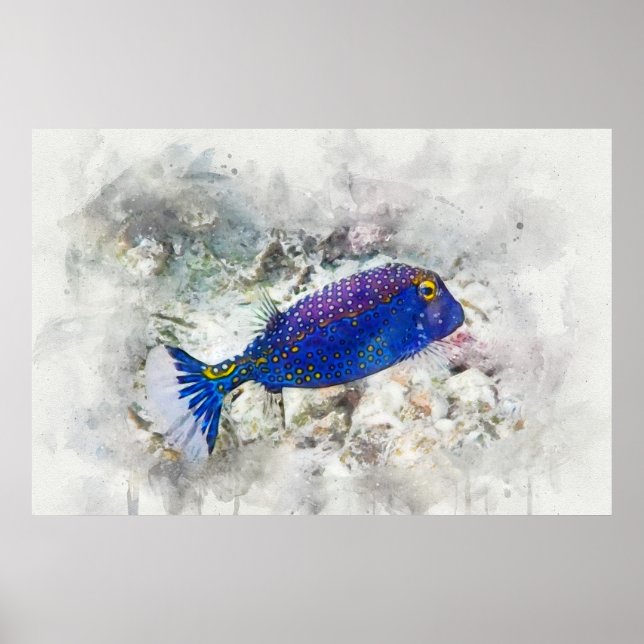 Hawaiianischer Tropischer Fisch Wasserfarbe - Boxf Poster (Vorne)