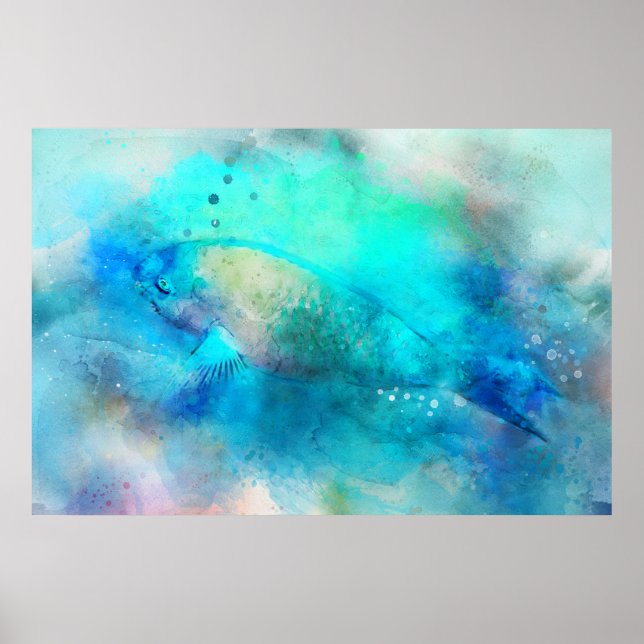 Hawaiianischer Tropischer Fisch Wasserfarbe - Papa Poster (Vorne)