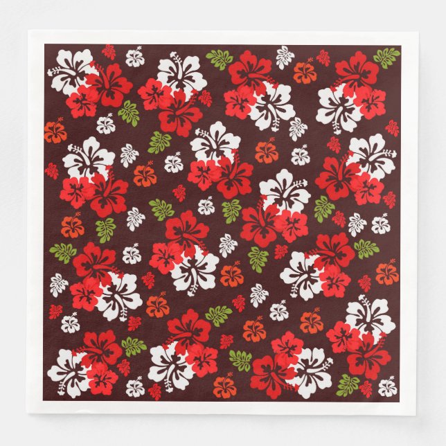 Hawaiianischer WeihnachtsHibiskus Napkin Serviette (Vorderseite)