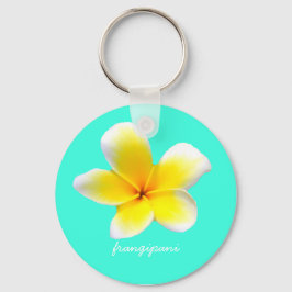 Hawaiianischer weißer Plumeria Blume frangipani Schlüsselanhänger