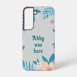 Hawaiianisches Blumendesign auf Grau Samsung Galaxy Hülle