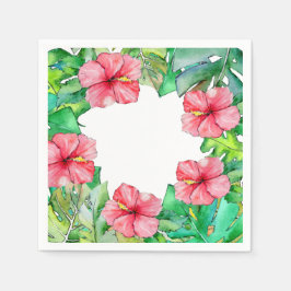 Hawaiianisches Blumenrosa Hibiskus Tropische Blätt Serviette