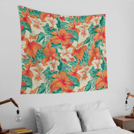 Hawaiianisches Flair, farbenfrohe tropische Blume Wandteppich