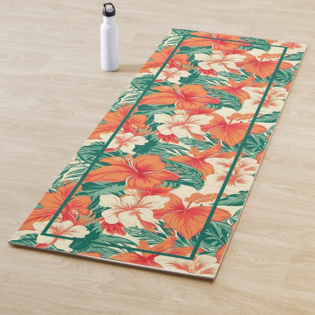 Hawaiianisches Flair, farbenfrohe tropische Blume Yogamatte (Beispiel)