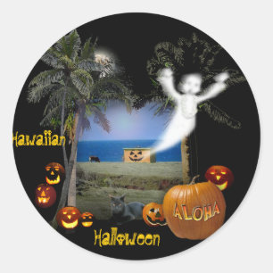 Hawaiianisches Halloween Runder Aufkleber