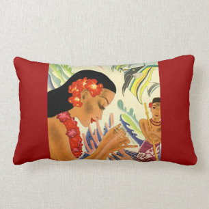 Hawaiianisches Mädchen Vintage Poster Lendenkissen