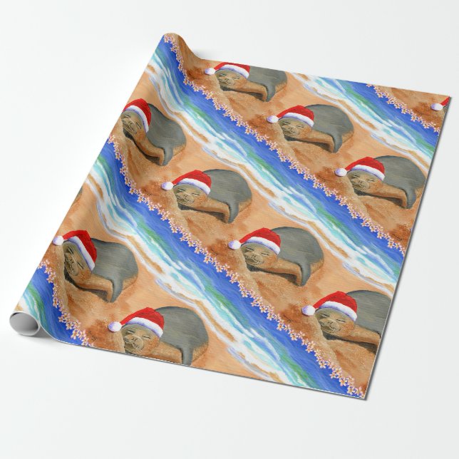 Hawaiianisches Mönch-Siegel Mele Kalikimaka Wrappi Geschenkpapier (Ungerollt)