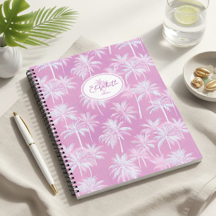 Hawaiianisches Palmbaum-Silhouettenmuster Pflaume Notizbuch