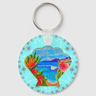 Hawaiianisches Paradies (blau) Schlüsselanhänger
