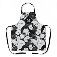 Hawaiianisches Schwarz-Weiß-Tropen-Monogramm