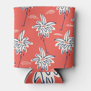 Hawaiianisches Shirt, doodle Palmen Muster. Dosenkühler
