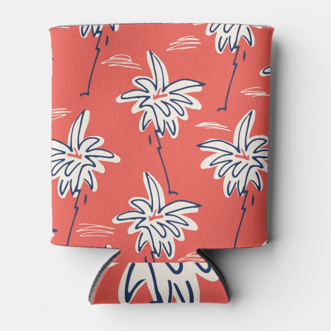 Hawaiianisches Shirt, doodle Palmen Muster. Dosenkühler (Vorderseite)