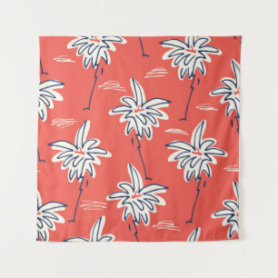 Hawaiianisches Strandhemd, Doodle-Palmenmuster. Wandteppich