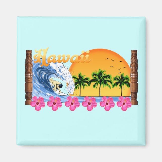 Hawaiianisches Surfen Magnet (Vorne)